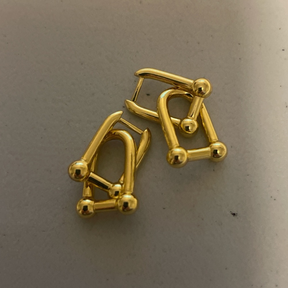 Ulink Gold Plated Sterling Earrings. Gold double link. Trending Earrings